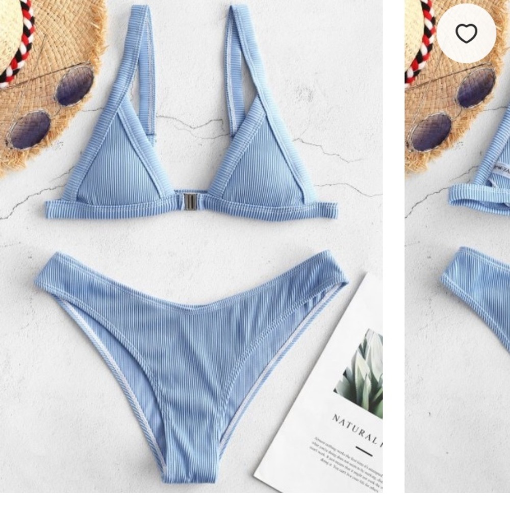 ZAFUL Ribbed Front Closure Bikini Set